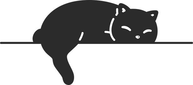 sleeping black cat cartoon